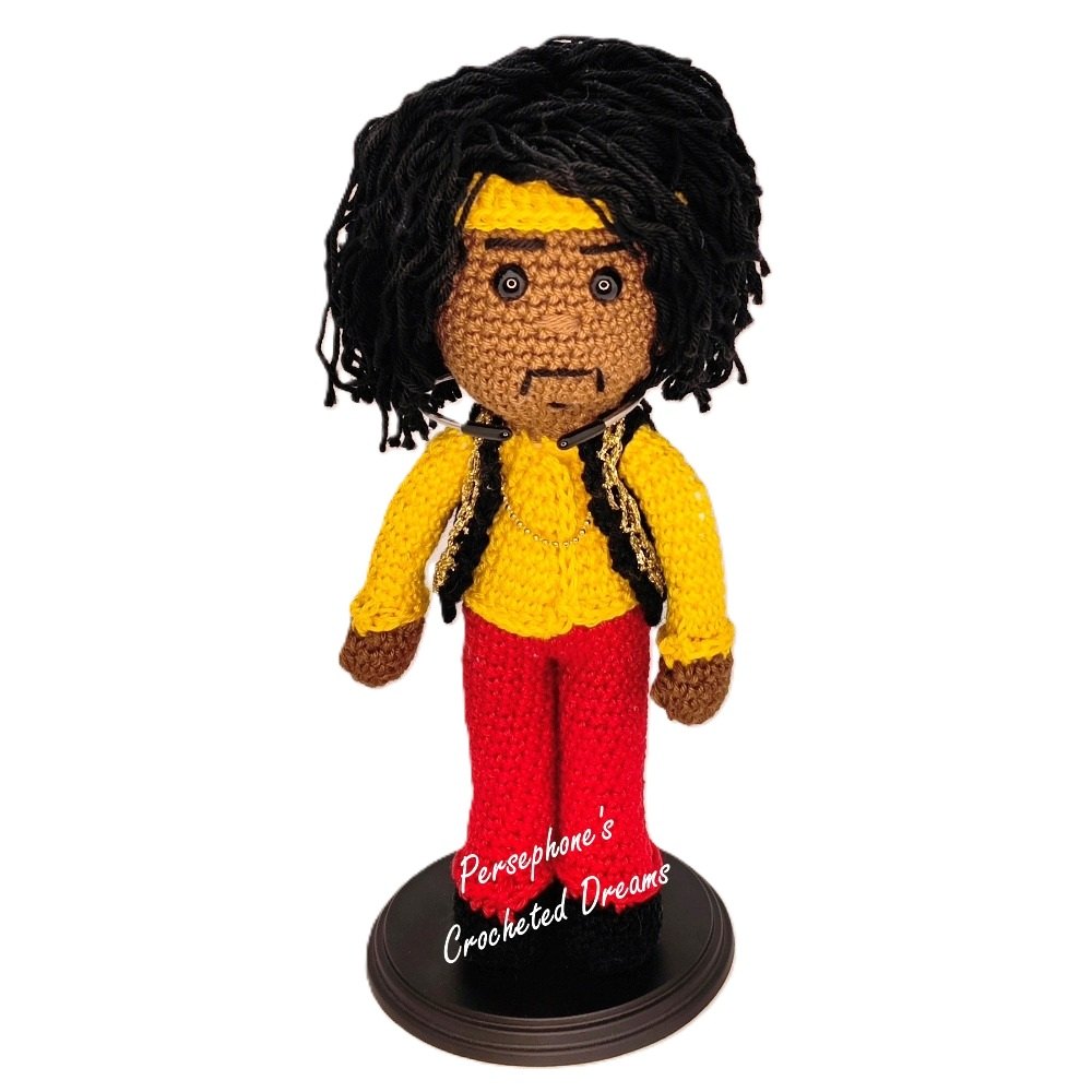 Persephone's Crocheted Dreams Jimi Hendrix - Jimi Hendrix Decoratieve pop - Geel